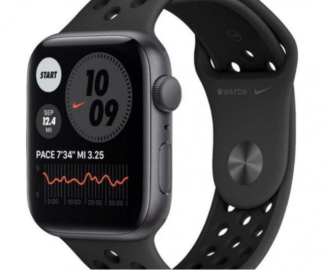 Apple Watch Nike SE 44 mm Carcasă din aluminiu gri spațial pentru Apple Watch Nike Sport Band antracit/negru (MYYK2)